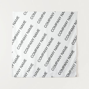 Business Name Repeating Pattern Black White Brand Tapestry