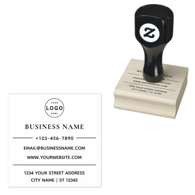 Business Name & Return Address Personalised Logo Rubber Stamp (Stamped)