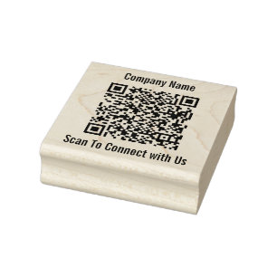 Business Name Scan to Connect QR Code Template Rubber Stamp
