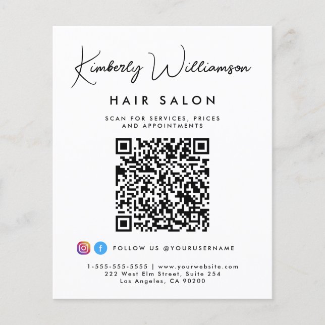 Business Name Signature Script QR Code Flyer (Front)