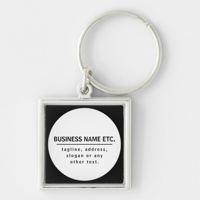 Business Name & Slogan/other text | Black & White Key Ring (Front)