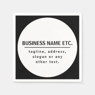 Business Name & Slogan/other text Black & White Napkin