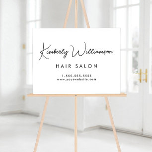 Business Name Stylish Signature Script White Acrylic Sign