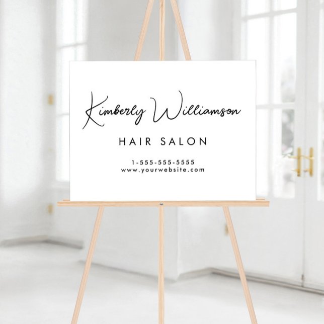 Business Name Stylish Signature Script White Acrylic Sign (Business Name Stylish Signature Script White Acrylic Sign)