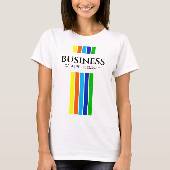 Business Name Tagline Modern Vertical Stripes  T-Shirt (Front)