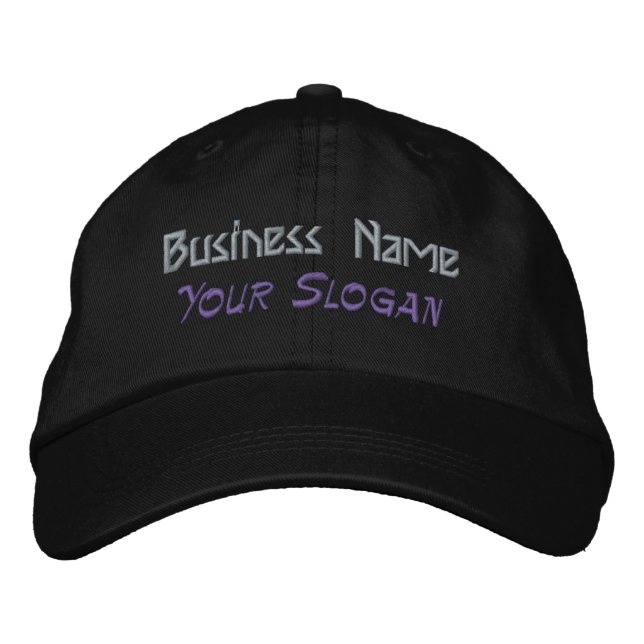 Business Name Text Custom Black Cap Hats Caps (Front)