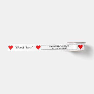 Business Name Thank You Red Hearts Satin Ribbon