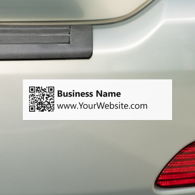 Business Name Website QR Code Black and White Bumper Sticker (On Car)