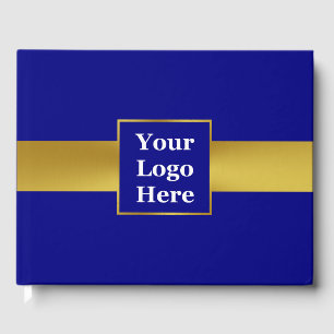 Business Navy Blue Gold Your Logo Corporate Event Guest Book