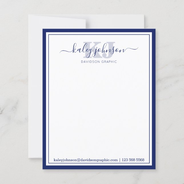 Business Navy | From The Desk Of Note Card (Front)