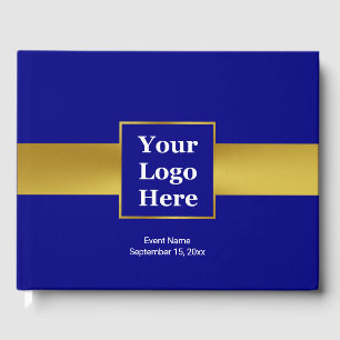 Business Navy Gold Logo Corporate Event Name Date Guest Book