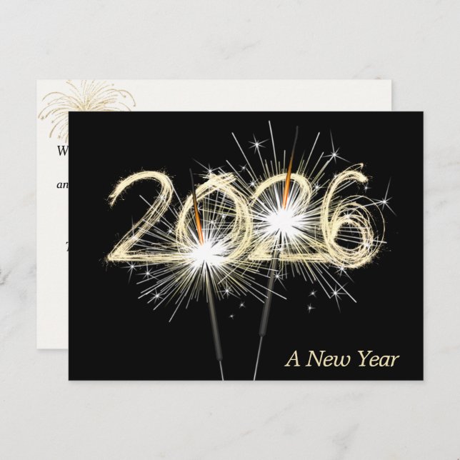 Business New Year 2026 Sparkler  Postcard (Front/Back)
