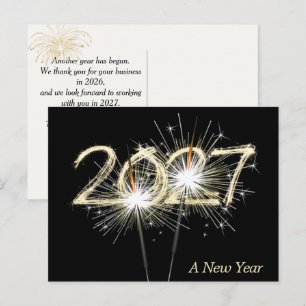 Business New Year 2027 Sparklers Postcard