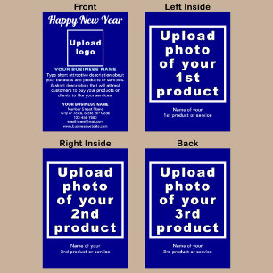 Business New Year Blue Folded Greeting Card