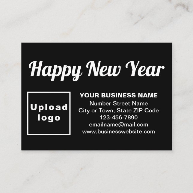 Business New Year Greeting on Black Enclosure Card (Front)