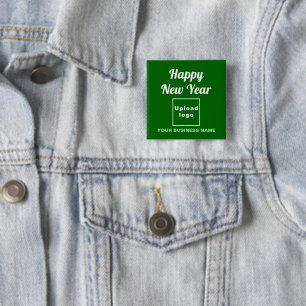 Business New Year Greeting on Green Square Button