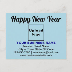 Business New Year Greeting on Light Blue Postcard