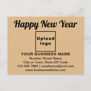 Business New Year Greeting on Light Brown Postcard