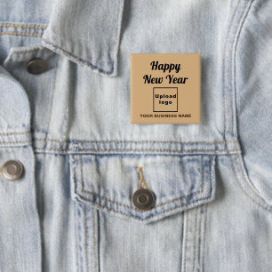 Business New Year Greeting on Light Brown Square 15 Cm Square Badge