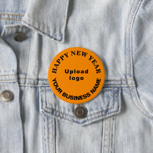 Business New Year Greeting on Orange Colour Round 7.5 Cm Round Badge