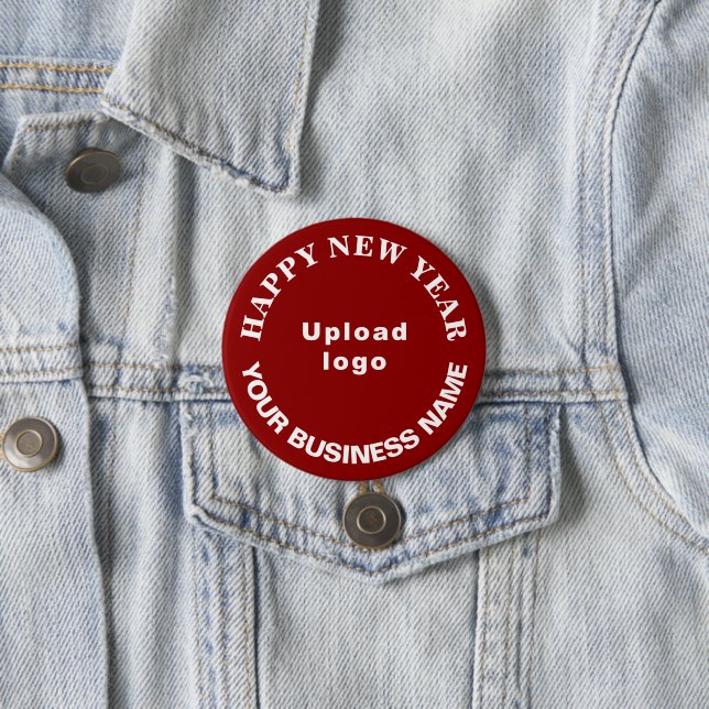 Business New Year Greeting on Red Round Button (In Situ)