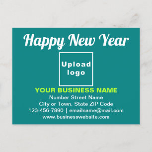 Business New Year Greeting on Teal Green Postcard