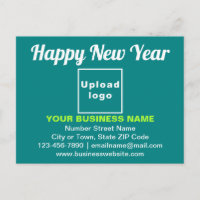 Business New Year Greeting on Teal Green Postcard