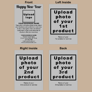 Business New Year Grey Folded Greeting Card