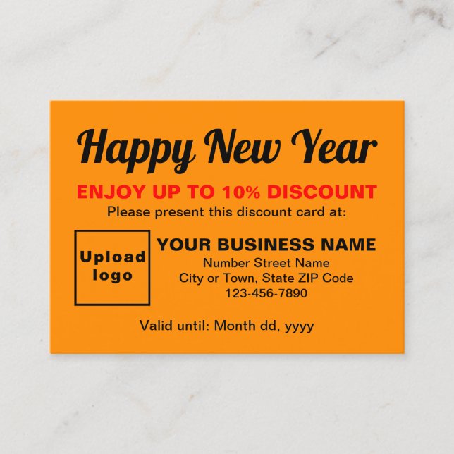 Business New Year Orange Colour Discount Card (Front)