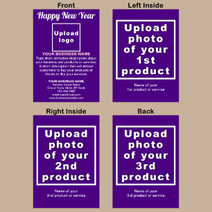 Business New Year Purple Folded Greeting Card