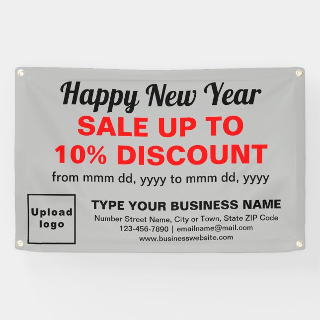 Business New Year Sale on Grey Rectangle Banner (Horizontal)