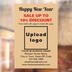 Business New Year Sale on Light Brown Window Cling