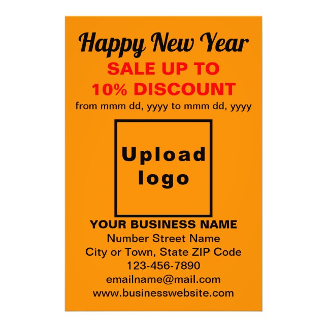Business New Year Sale on Orange Colour Photo Pape (Front)