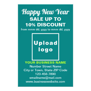 Business New Year Sale on Teal Green Photo Paper