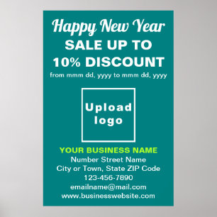 Business New Year Sale on Teal Green Poster