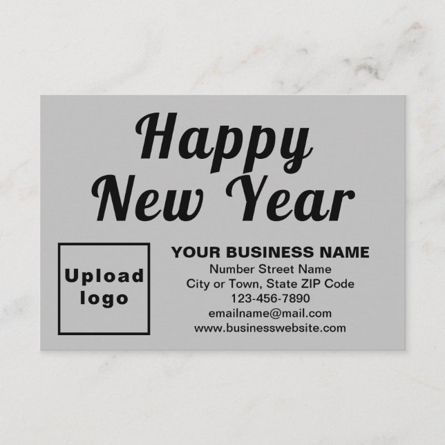 Business New Year Small Grey Flat Greeting Card (Front)