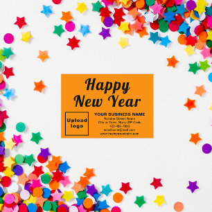 Business New Year Small Orange Colour Flat Card