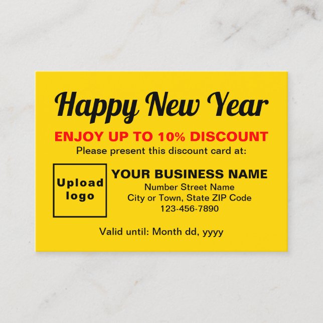 Business New Year Yellow Discount Card (Front)