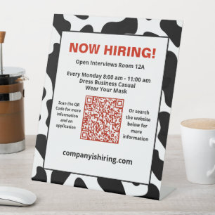 Business Now Hiring QR Code Personalise Pedestal Sign