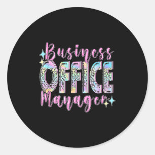 Business Office Manager Funny Front Teamwork Regio Classic Round Sticker