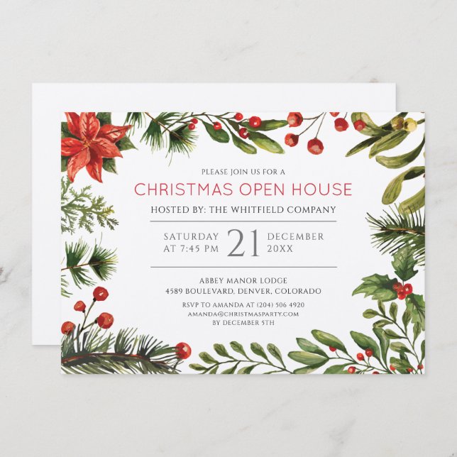 Business Open House Christmas Holiday Invitation (Front/Back)