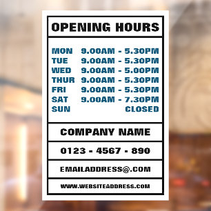Business Opening Hours and Information
