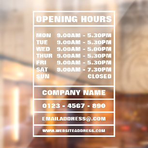 Business Opening Hours and Information