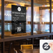 Business Opening Hours Modern Script & Qr, Social