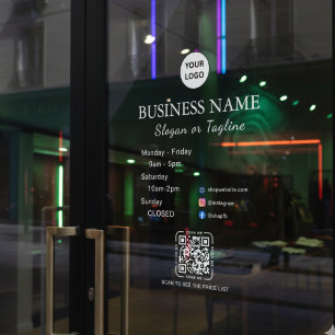 Business Opening Hours Modern Script & Qr, Social 