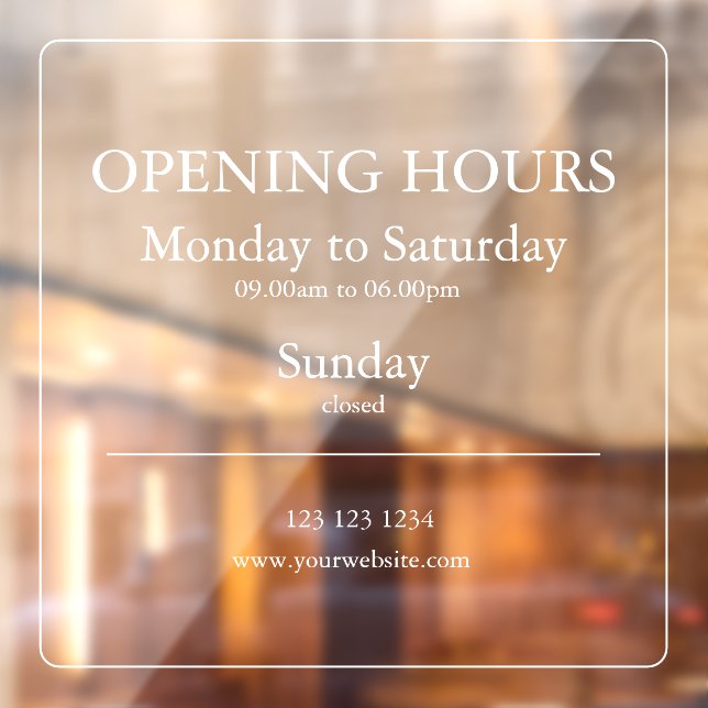 Business Opening Hours Sign | Window Cling (Sheet 2)