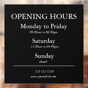 Business Opening Hours Sign   Window Cling
