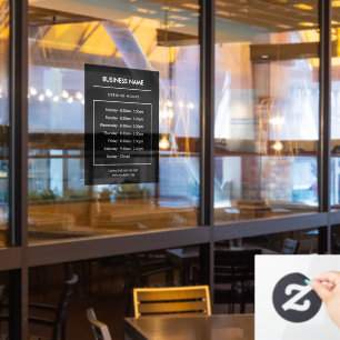 Business Opening Hours Signage Black Window Cling