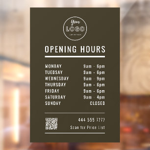 Business Opening Hours with Logo QR Code Brown