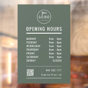 Business Opening Hours with Logo QR Code Green